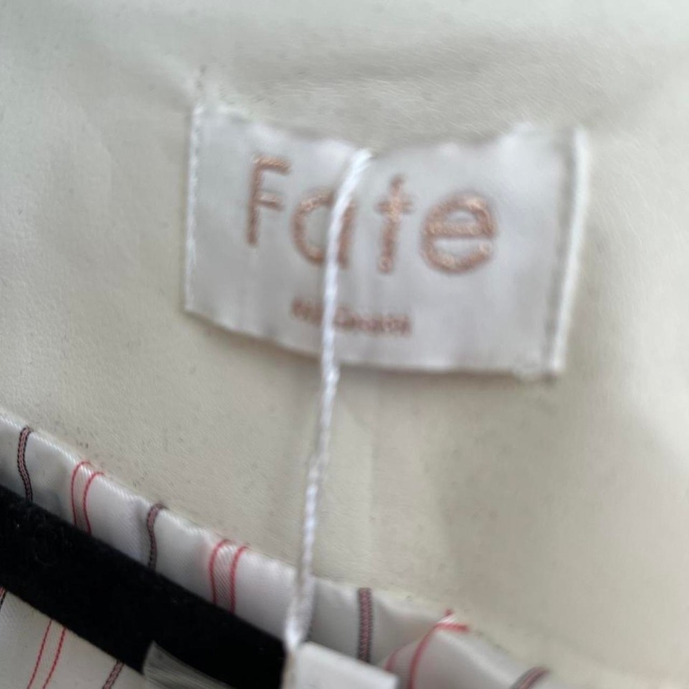NWT Fate Faux Leather Blazer Cream‎ Striped Satin Lining